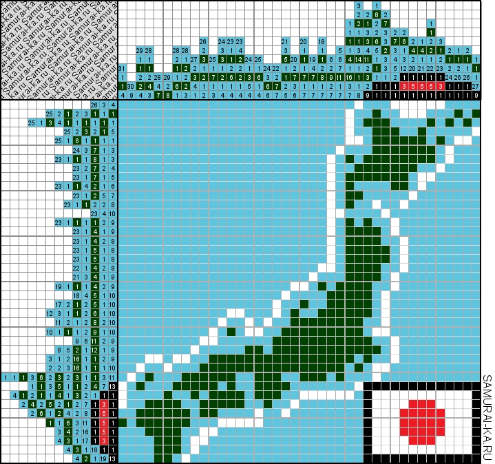 Японский кроссворд - Карта Японии решай онлайн без регистранции и бесплатно.