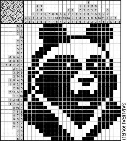 Японский кроссворд - Медведь решай онлайн без регистрации и бесплатно.