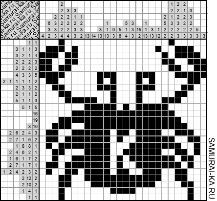 Японский кроссворд - Краб (Ямабуси) решай онлайн без регистрации и бесплатно.