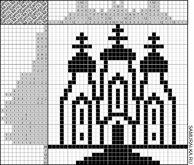 Японский кроссворд - Храм (Ямабуси) решай онлайн без регистрации и бесплатно.